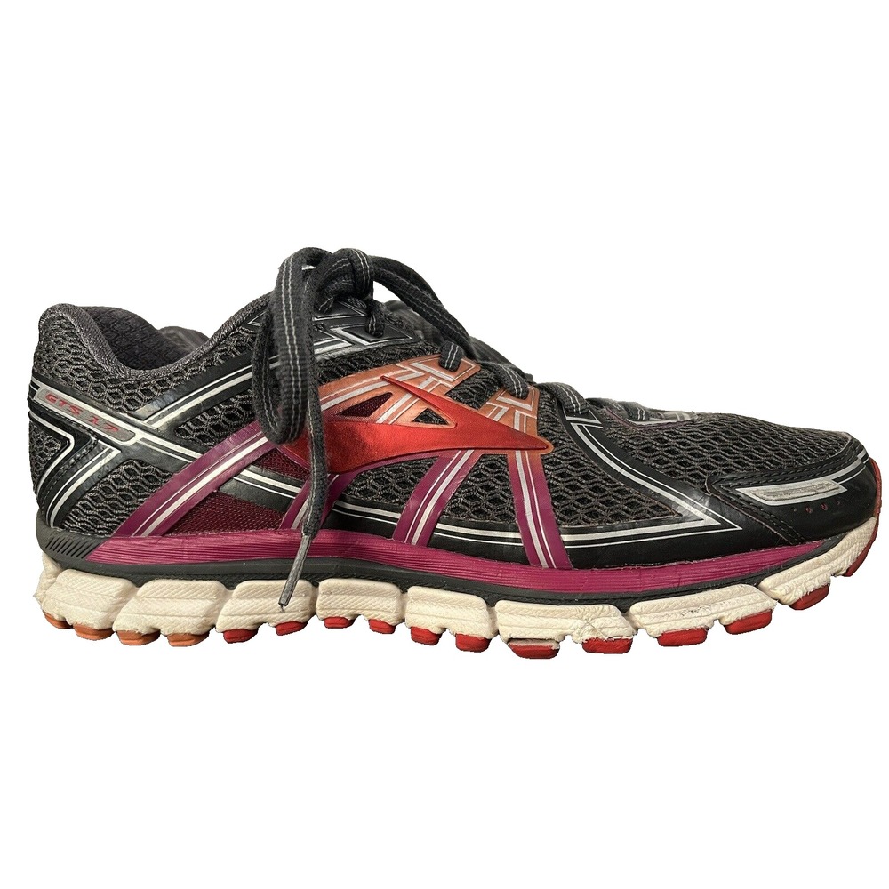 Brooks GTS 17 Shoes Womens 9.5 Gray Pink Orange Running Sneaker 1202311B057